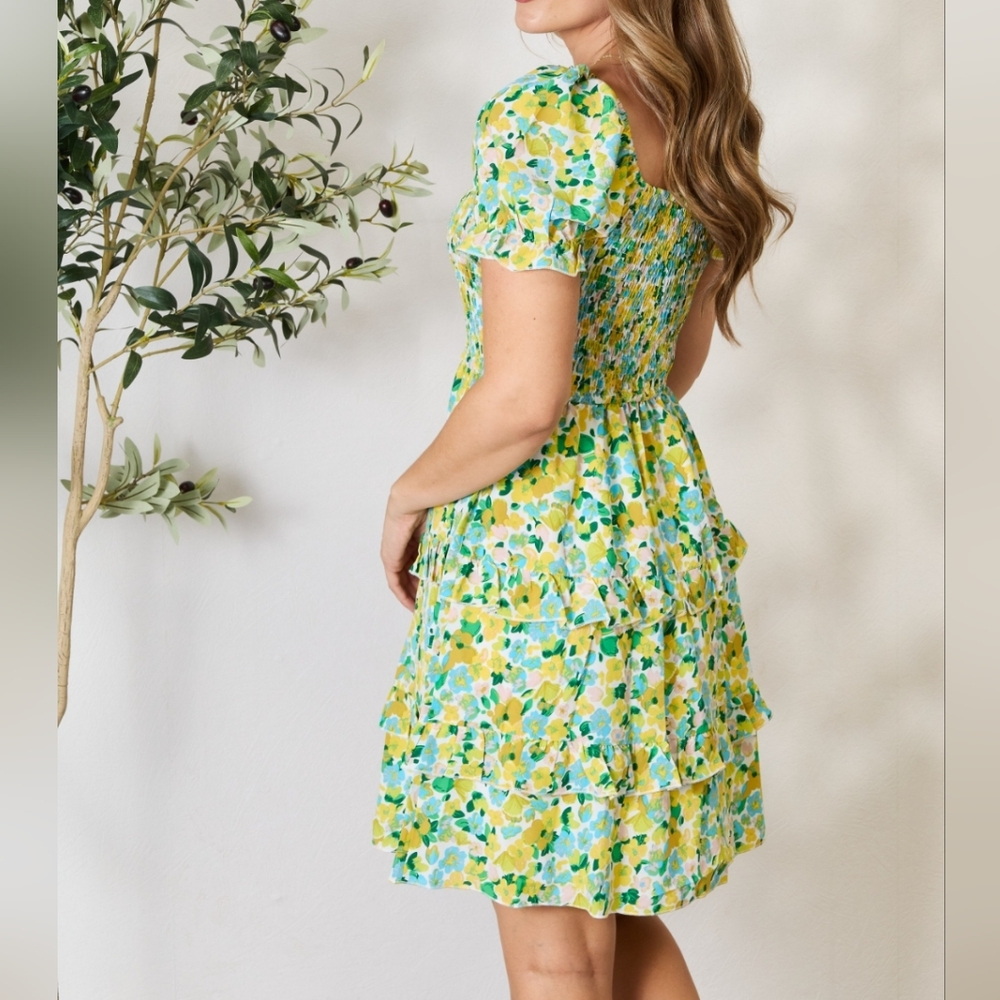 Flirty & Feminine! Devine Smocked Floral Mini Dress - Picture 5 of 8